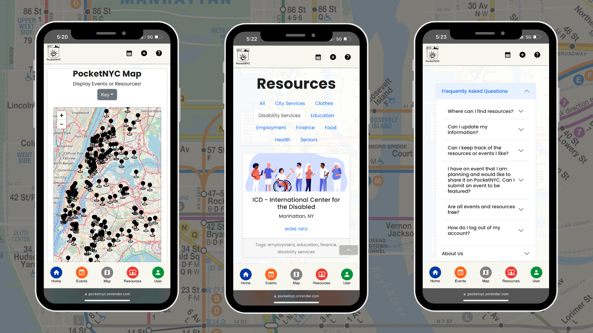 Final Version of PocketNYC Screenshot